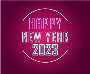 2023 Happy New Year Holiday Abstract Vector Illustration Design White With Pink Background