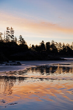 Tofino area of Long Beach at sunrise, West Coast, British Columbia, Canada