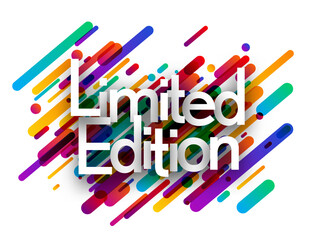 Limited edition sign over colorful brush strokes background.