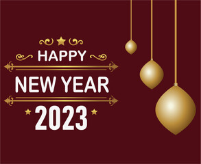 Happy New Year 2023 Holiday Abstract Vector Illustration Design Gold And White With Red Background