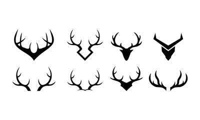 deer antler set template logo vector