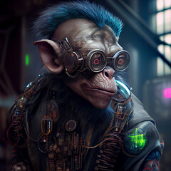 portrait of cyberpunks monkeys - Generative AI