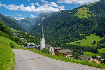 Fototapeta na wymiar Village of Sonntag in the Grosswalsertal, State of Vorarlberg, Austria