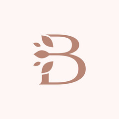 Beauty leaf logo template royal letter B brand design