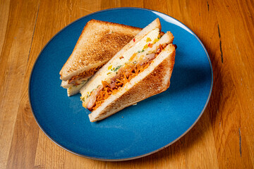 sandwiches on the blue plate