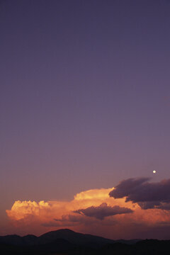 Cumulous Clouds and Moon Namaqualand, South Africa
