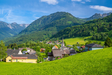 Fototapeta na wymiar Village of Gurtis, Walgau Valley, in the State of Vorarlberg, Austria