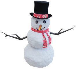 cute snowman isolated 3d Render.