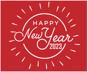 Happy New Year 2023 Abstract Holiday Vector Illustration Design White With Red Background