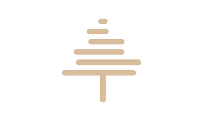 tree pine logo design. simple line with gold color vector illustration.