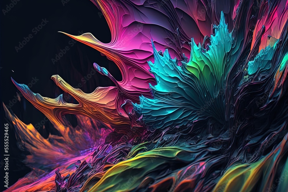 Poster texture of vibrant paints used abstractly. a backdrop of fractals. sci-fi computer graphics. generat