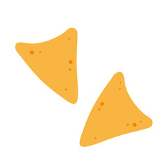 Nachos. Traditional Mexican food. Corn tortilla chips. Hand-drawn colored flat vector illustration isolated on white background.