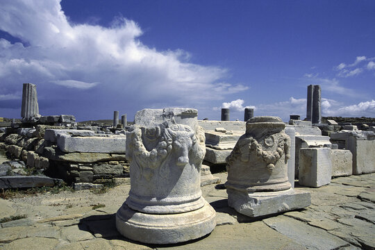 Ancient Ruins, Archaeological Site at Delos, Greece