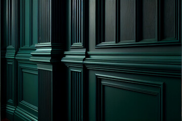 green lacquered wall with wainscoting ideal for backgrounds