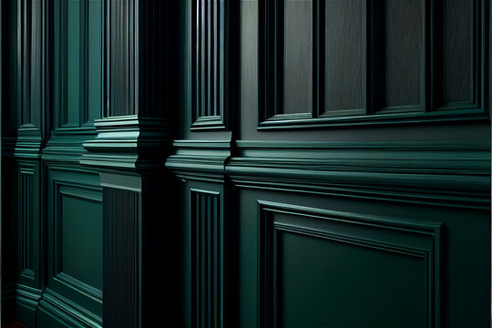 green lacquered wall with wainscoting ideal for backgrounds