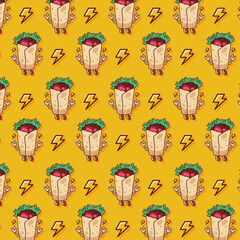 cute sushi pattern food illustration