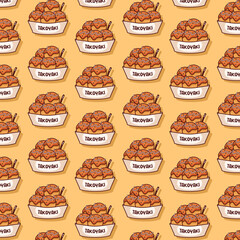 cute takoyaki pattern food illustration