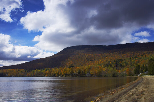 Elmore Mountain in Autumn, Lake Elmore, Vermont, USA