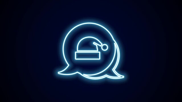 Glowing neon line Christmas Santa Claus hat icon isolated on black background. Merry Christmas and Happy New Year. 4K Video motion graphic animation