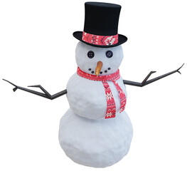 cute snowman png, 3d Render.