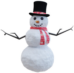 Snowman, holiday png ,3D render.