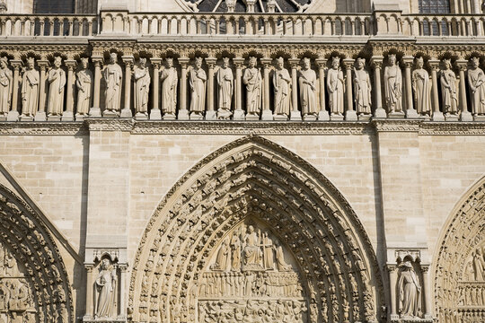 Detail of Western Entrance of Notre Dame Cathedral, Ile de la Cite, Paris, France