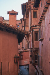 One of the streets of the medieval town of Albarracin in the province of Teruel in Aragon, Spain.