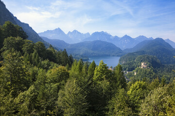 Hohenschwangau Castle and the Alps View From Neuschwanstein Castle,Schwangau, Bavaria, Germany