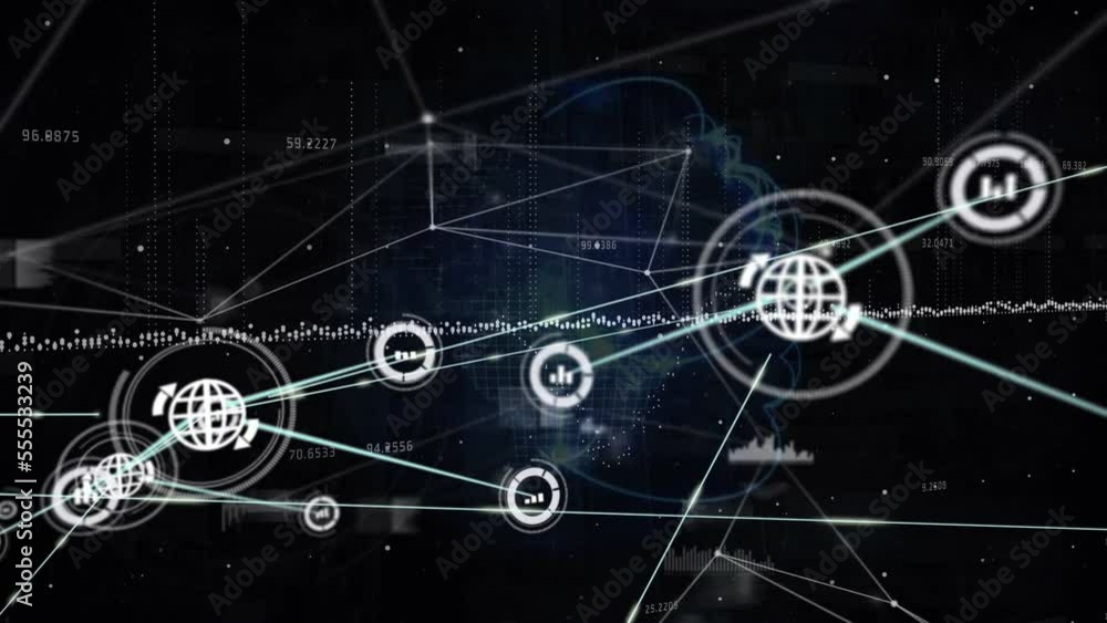 Poster animation of network of connections over data processing
