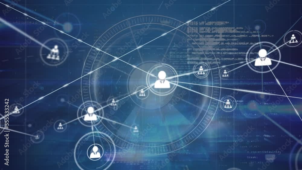 Poster animation of network of connections over data processing