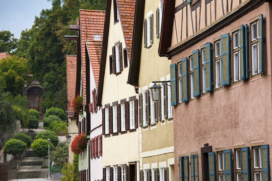 Houses, Romantic Road, Dinkelsbuhl, Ansbach District, Bavaria, Germany