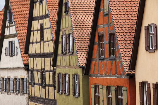 Houses, Romantic Road, Dinkelsbuhl, Ansbach District, Bavaria, Germany