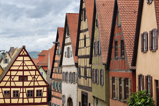 Houses, Romantic Road, Dinkelsbuhl, Ansbach District, Bavaria, Germany