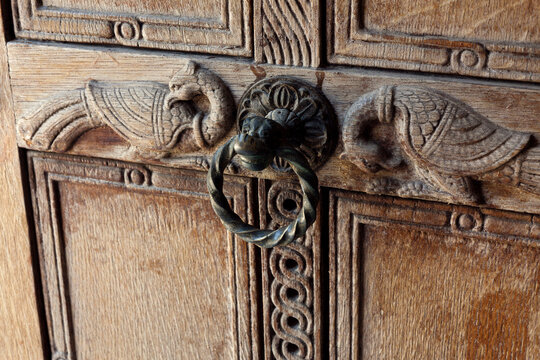 Carved Door with Two Birds, Entrance to Church of the Holy Apostles, Ancient Agora, Athens, Greece