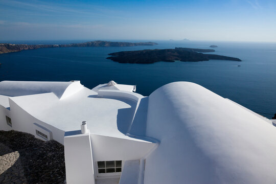 Whitewashed Rooftop of Hotel, Imerovigli, Santorini, Cyclades, Greek Islands, Greece