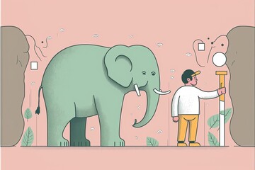 Circus zoo trainer minimal vector and pastel colors illustration made with Generative AI
