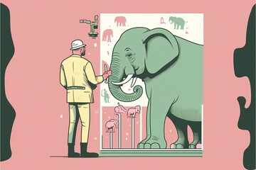 Circus zoo trainer minimal vector and pastel colors illustration made with Generative AI