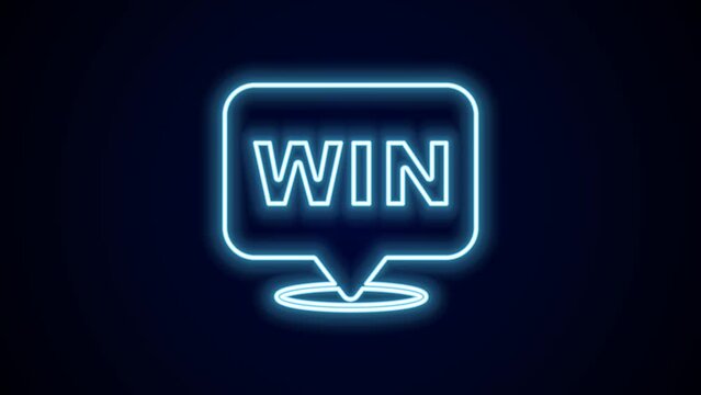 Glowing neon line Medal icon isolated on black background. Winner symbol. 4K Video motion graphic animation