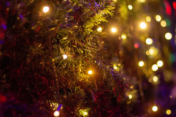 Obraz na płótnie Canvas Holiday decoration concept .Christmas bokeh lights. Copy space