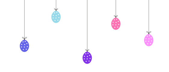 set of easter eggs, easter eggs hanging ornament, vector colourful eggs, pink egg, blue egg, purple egg