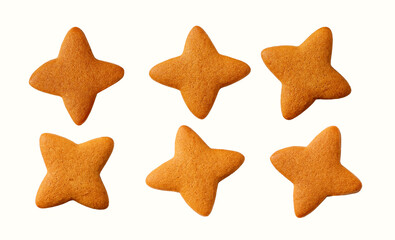Decorated gingerbread stars isolated on white background