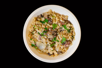 A chicken and mushroom risotto