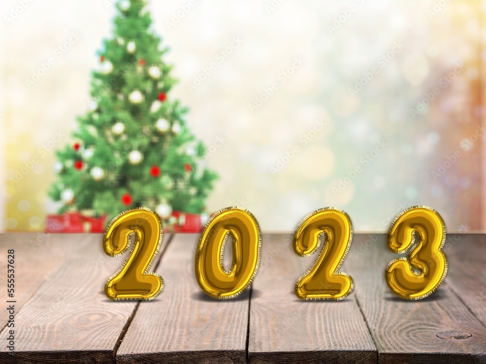 Sticker new year concept, 2023 sparkling number