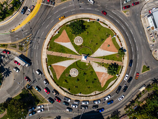 Beautiful aerial view of the City of San Salvador, capital of El Salvador - Its cathedrals and buildings