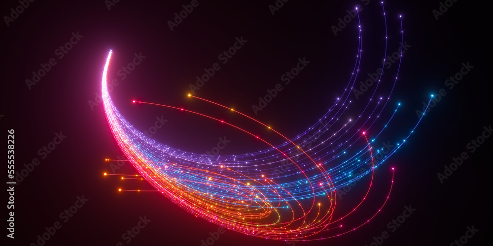 Poster beautiful abstract lines on a black background. modern technological background. futuristic design. 