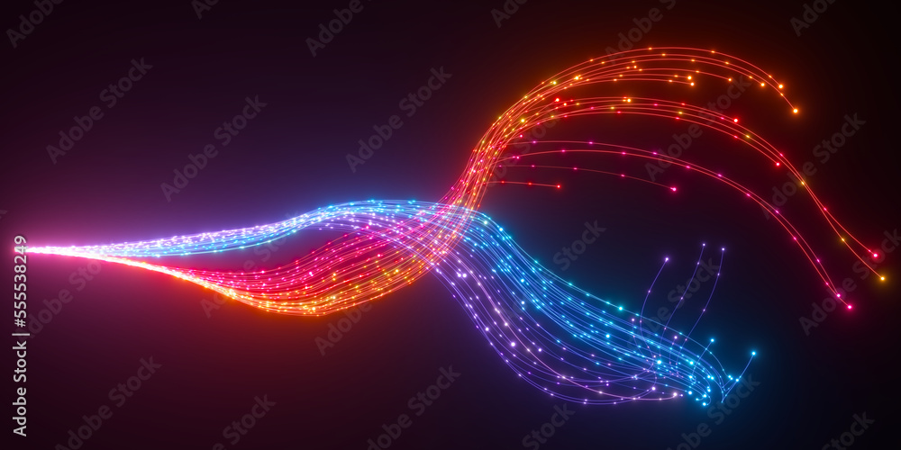 Poster beautiful abstract lines on a black background. modern technological background. futuristic design. 
