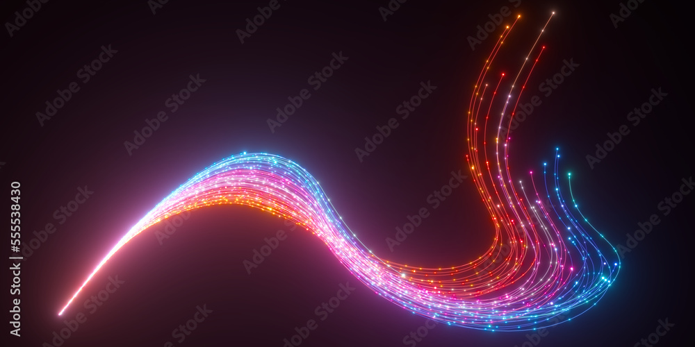 Poster beautiful abstract lines on a black background. modern technological background. futuristic design. 