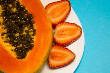 Juicy papaya in close proximity