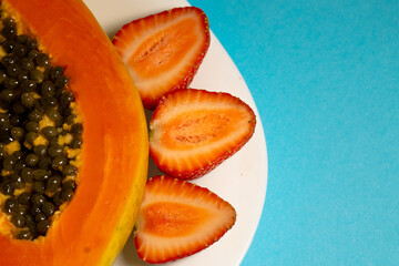 Juicy papaya in close proximity