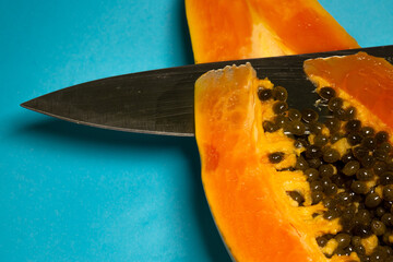 Juicy papaya in close proximity
